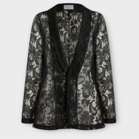James Lakeland Jackets & Blazers - James Lakeland Sheer Lace Open Front  Blazer in Black Women’s Size M NWT